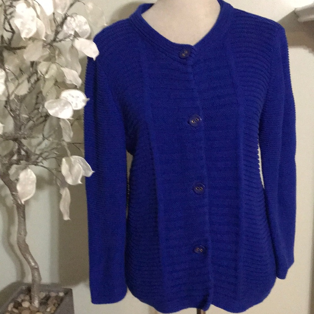 Jones New York Vibrant Blue Knit Cardigan